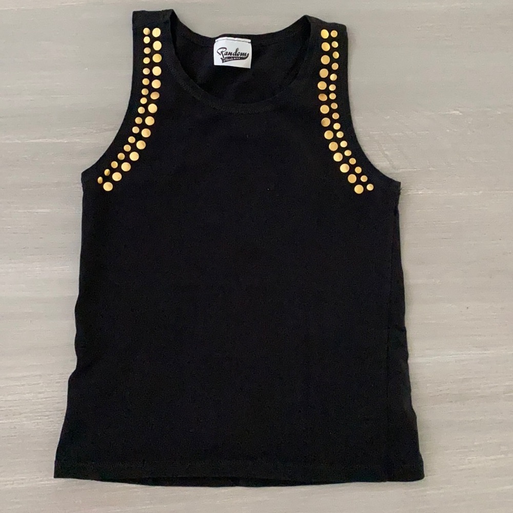 Random Hearts Girls Tank with Gold Studs